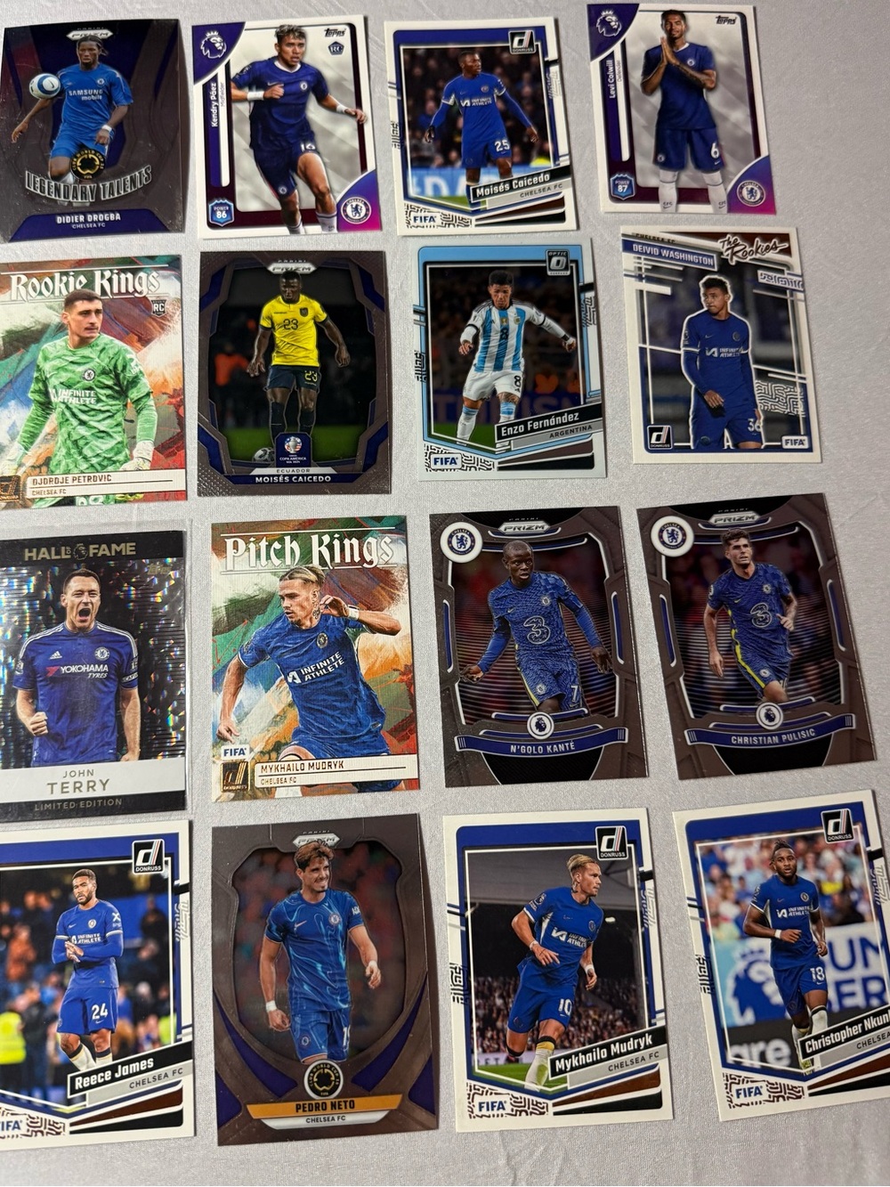 16 Chelsea Premier League soccer card lot Donruss Prizm Topps Optic Enzo Sterlin